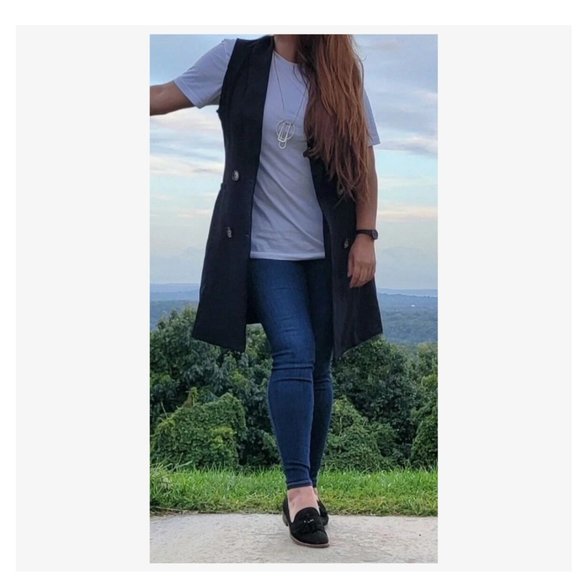 Shawl Collar Double Breasted Vest Blazer - Picture 7 of 8